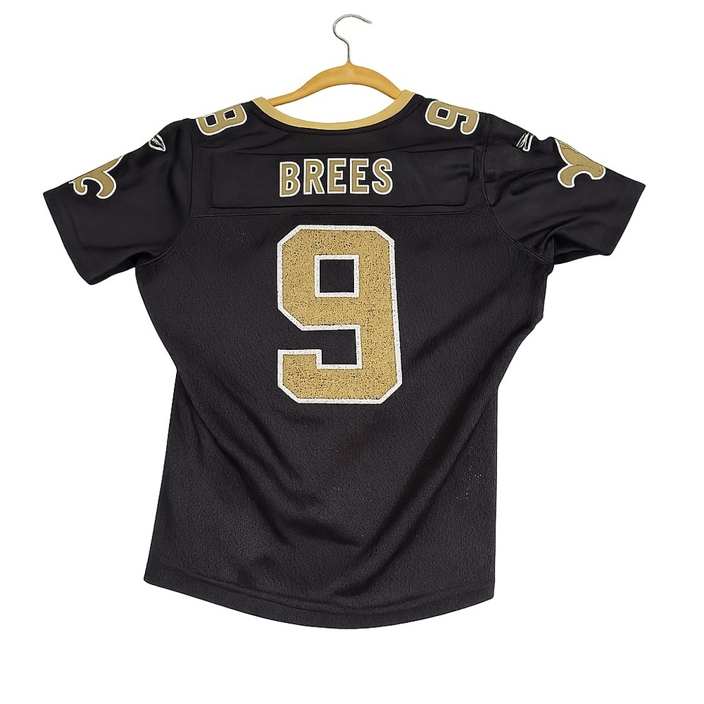 Drew Brees #9 Saints Jersey Womens M NFL On Field Reebok Black Gold Football